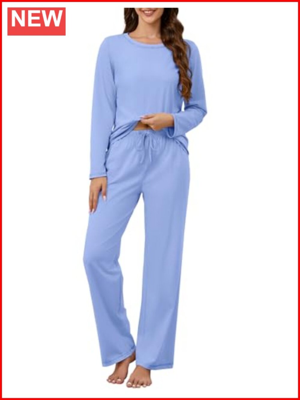 Women's 100% Cotton Pajama Set Long Sleeve Top & Pants Lounge Sleepwear